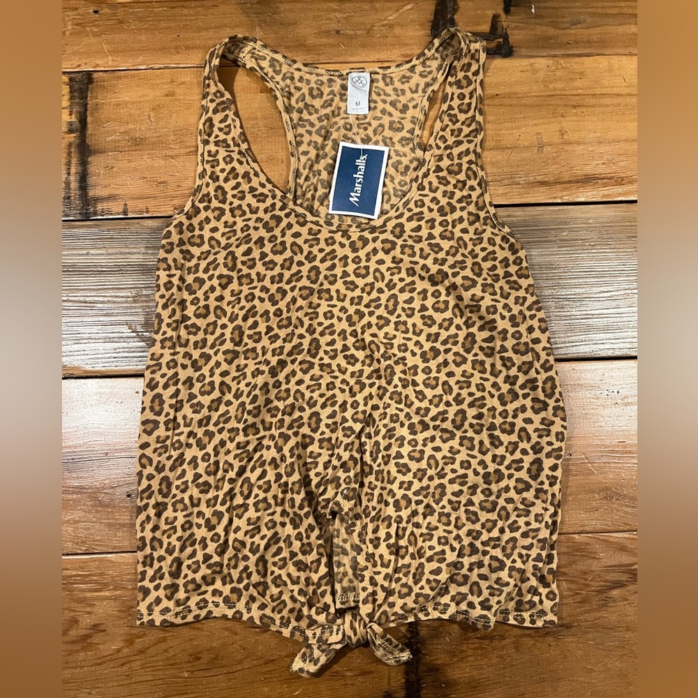 NWT Alternative Leopard Print Tie-Front Crop Tank Size M